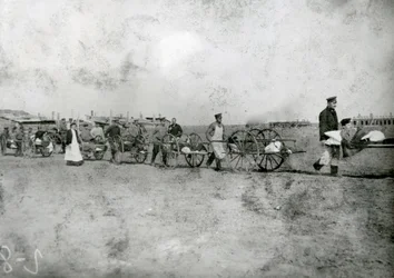 Transporting the wounded, Russo-Japanese war, 1904
